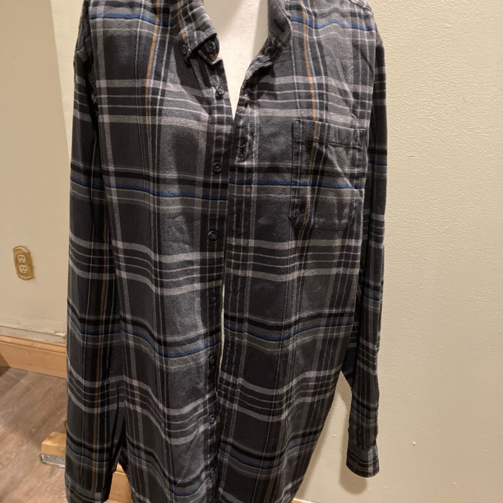 Eddie Bauer Orange and Gray Casual Button Down Shirt